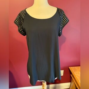 Express short sleeve blouse with gold grommets on sleeves sz S